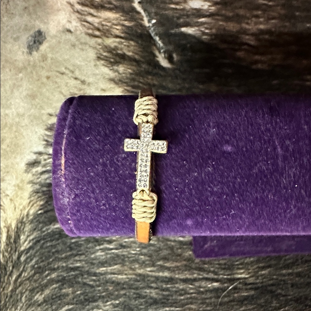 Leather Cross Bracelet